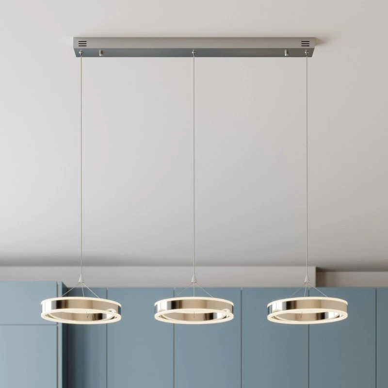Lucande Lyani LED Hanglamp - Chroom - 115cm - Dimbaar