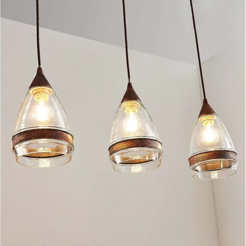 Lindby Millina Hanglamp - 70 cm - Roest & Helder Glas
