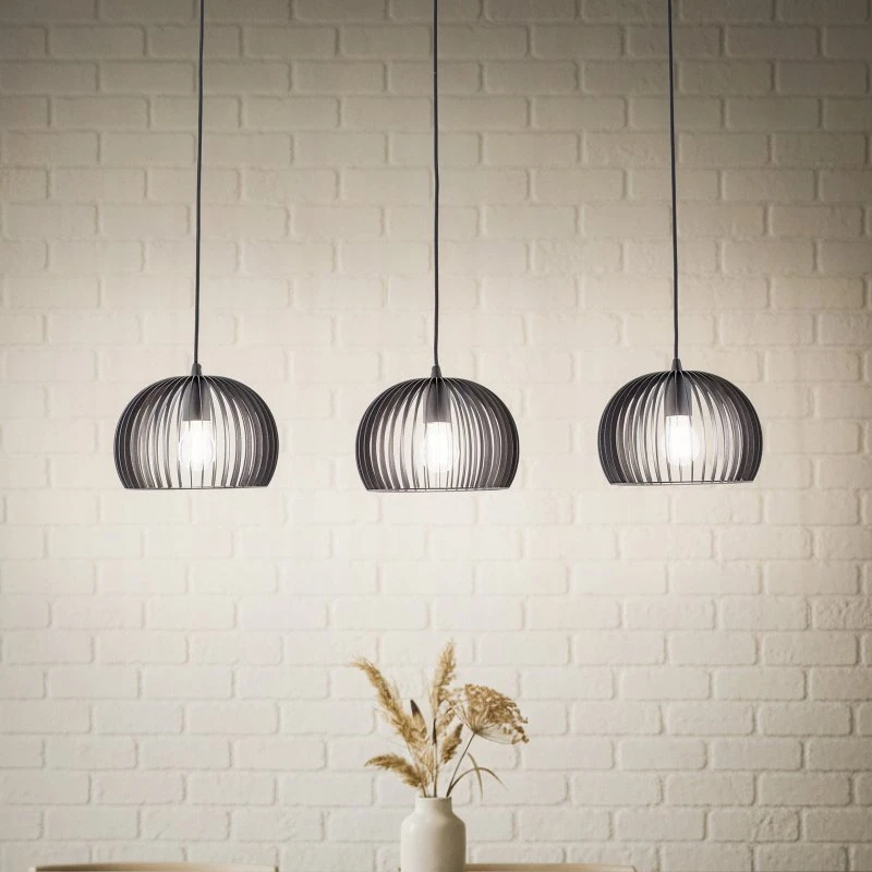Lindby Jusra Hanglamp - Zwart - 3-Lamps - 99 cm