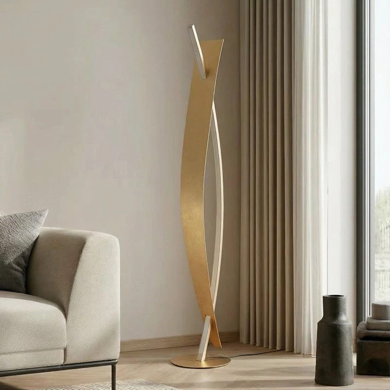 Lucande LED vloerlamp Marija, goud/zilver, dimbaar, 140 cm