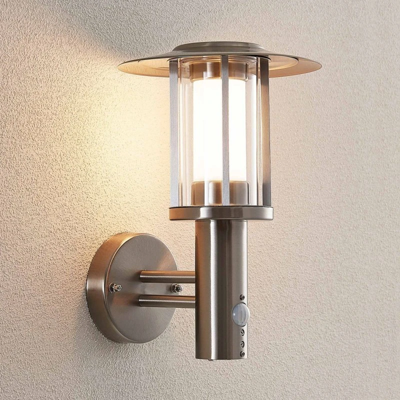 Lindby Gregory LED Buitenwandlamp met Sensor - Roestvrij Staal
