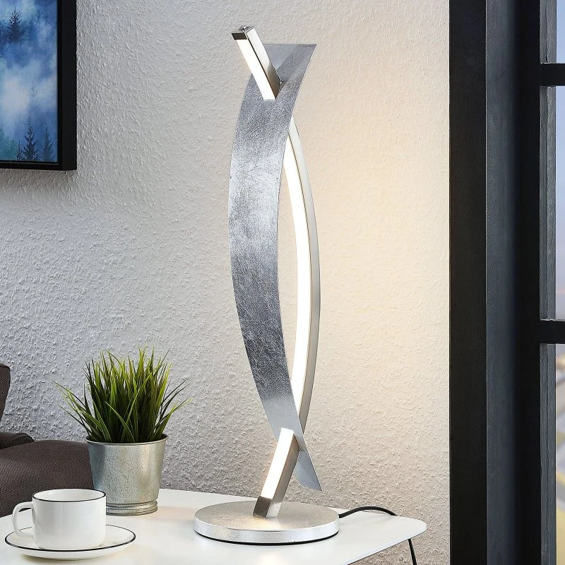 Lucande LED tafellamp Marija, zilver, dimbaar, 62 cm