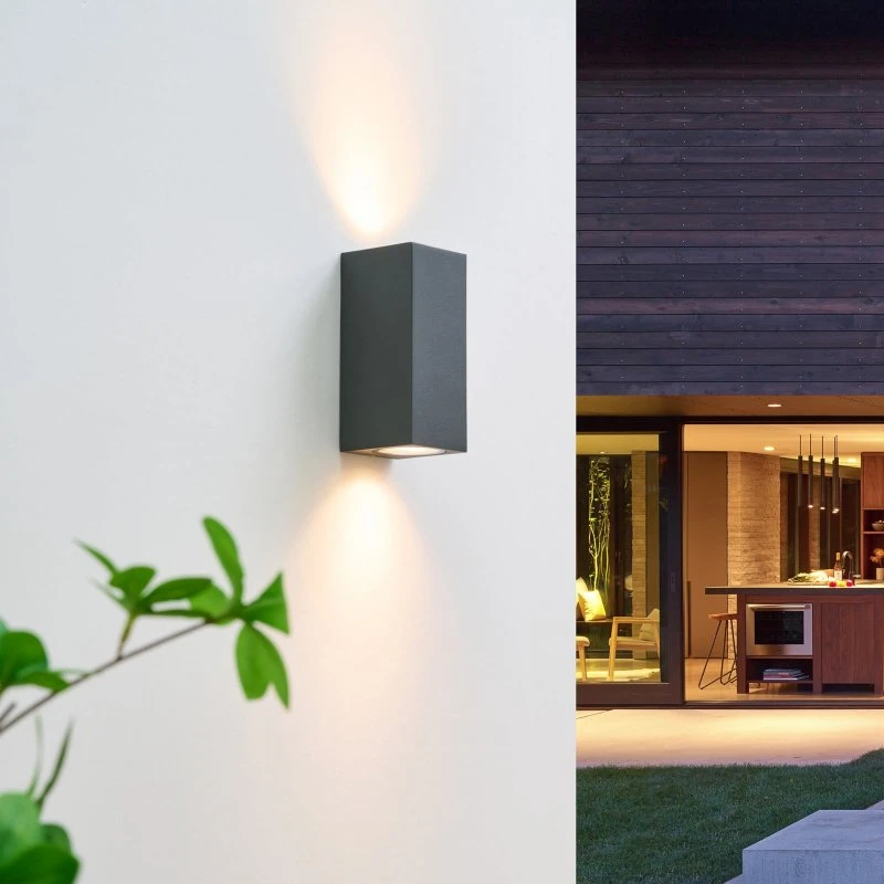 Lucande Lavina Buitenwandlamp - Antraciet - 2x GU10 - 17 cm