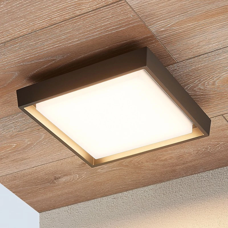 Lucande Birta LED Buitenplafondlamp - Donkergrijs - 27 cm