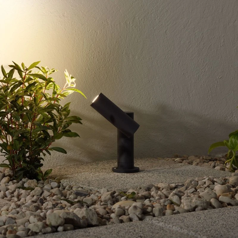 Lucande Narea LED Sokkellamp - Verstelbaar - Donkergrijs - 14 cm