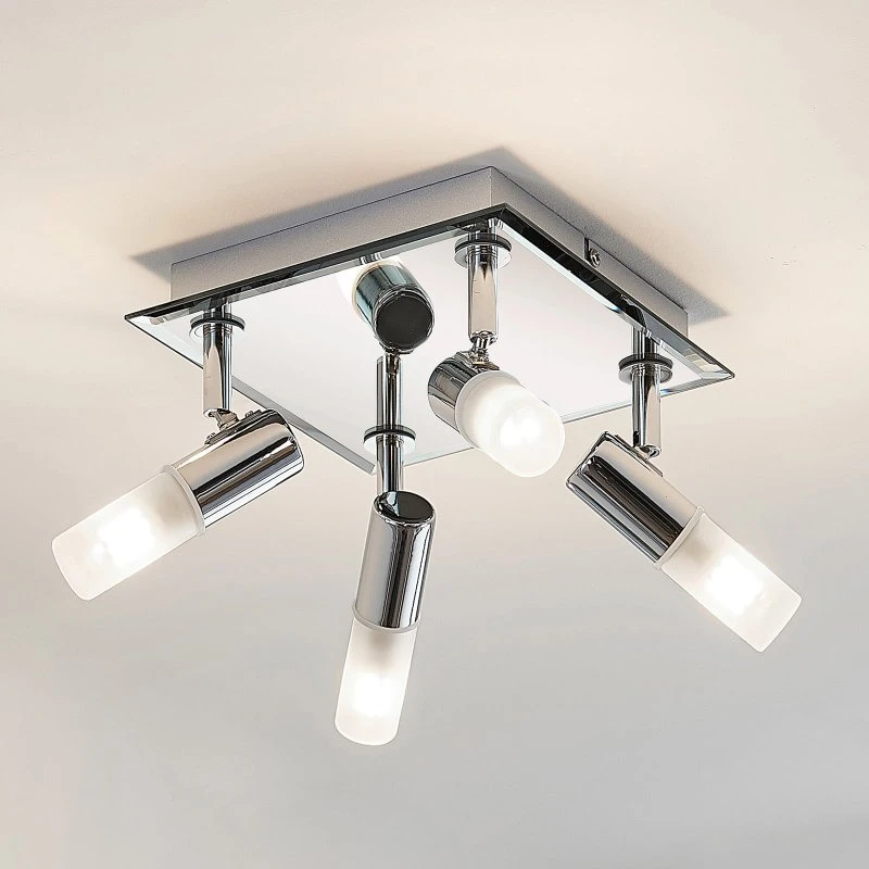 Lindby Zela Plafondlamp - Chroom - 4-lamps - IP44
