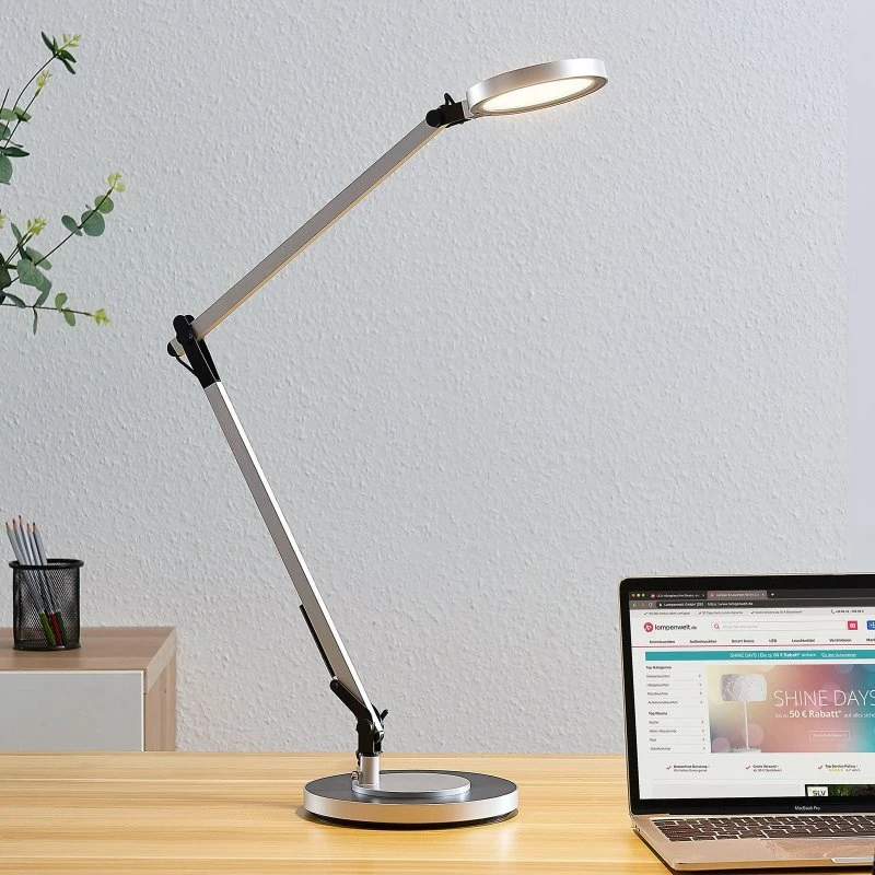 Lindby Rilana LED bureaulamp - Dimbaar - Zilver