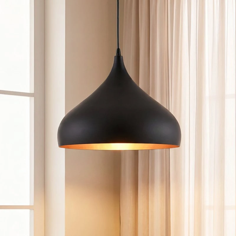 Lindby Hanglamp Ritana - Zwart/Goud - Aluminium - Ø 31 cm