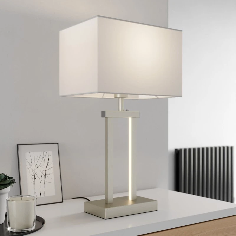 Lindby Tafellamp Sigurd - Wit/Nikkel - Modern - 54 cm