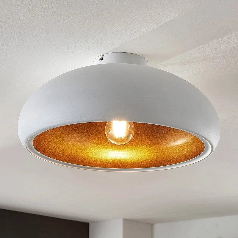 Lindby Gerwina Plafondlamp - Wit/Goud - 40 cm