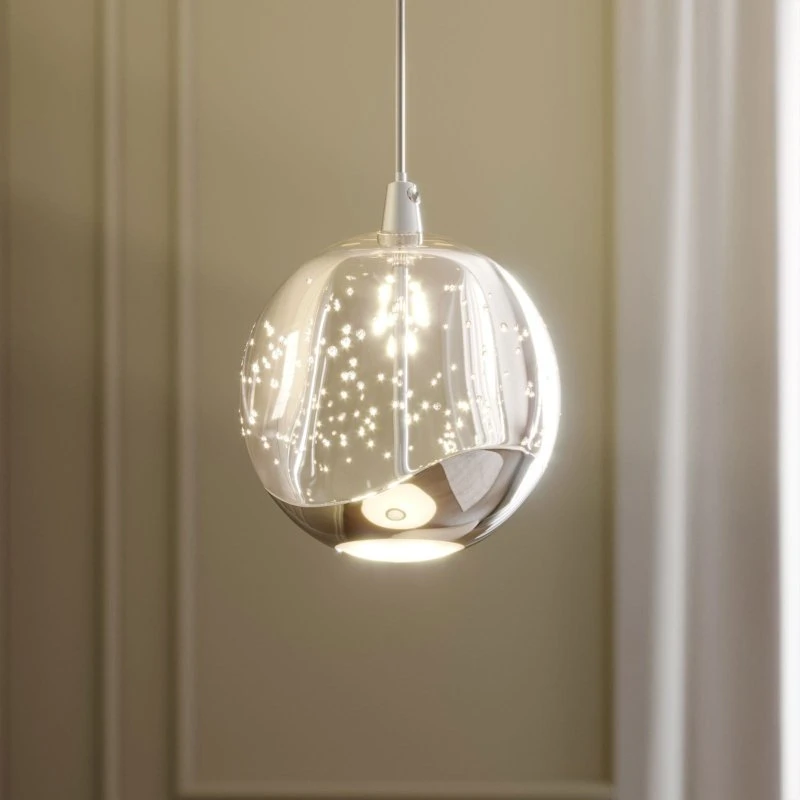 Lucande Hayley Hanglamp - Glas & Chroom - 9 cm