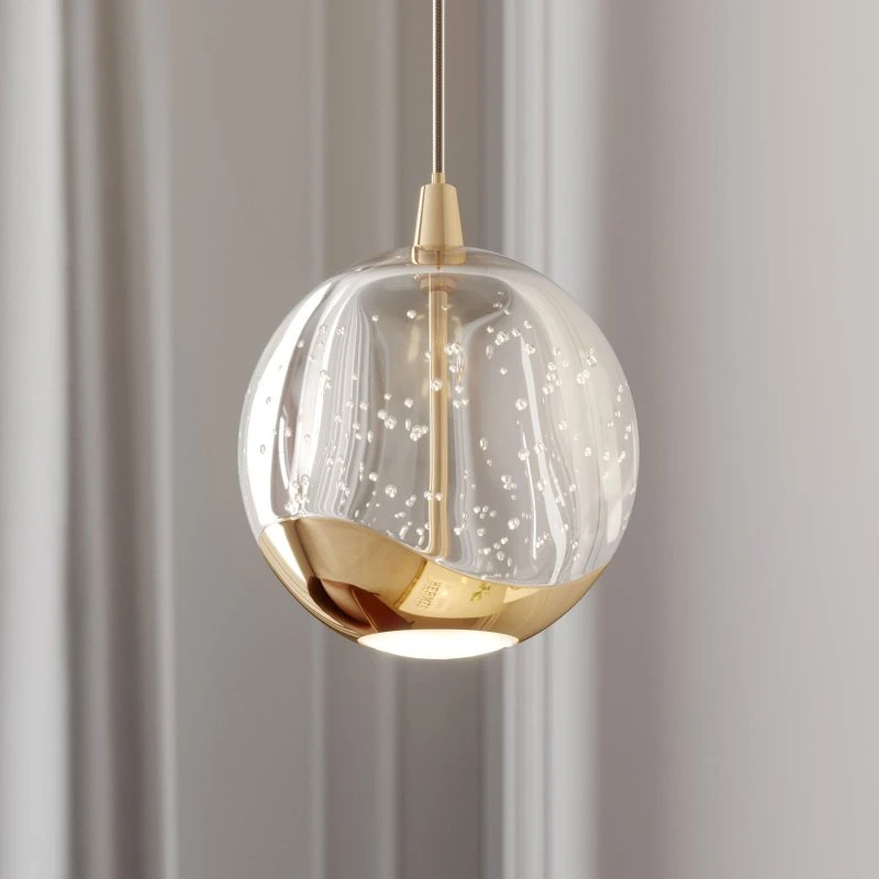 Lucande Hayley Hanglamp - Glas & Goud - Ø 9 cm
