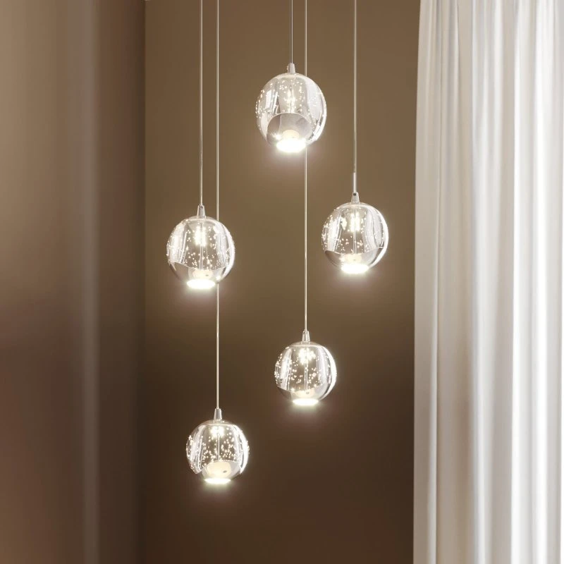 Lucande Hayley Hanglamp - Chroom & Transparant Glas - 30 cm