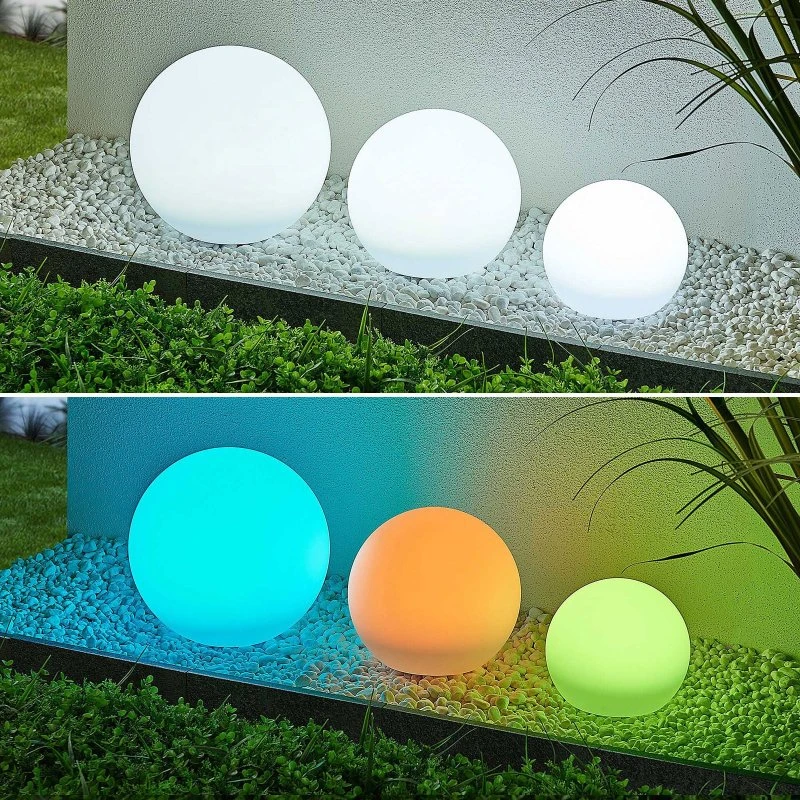 Lindby Lago LED Tuinlampen op Zonne-energie, RGBW, Set van 3