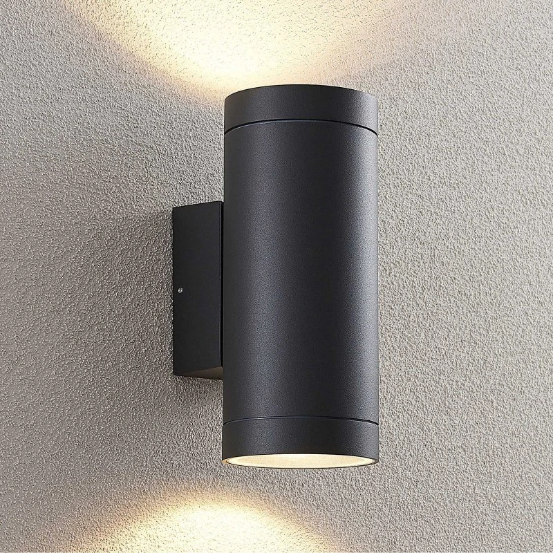 Lucande Thomke Buitenwandlamp - Antraciet - 2-Lamps - Aluminium