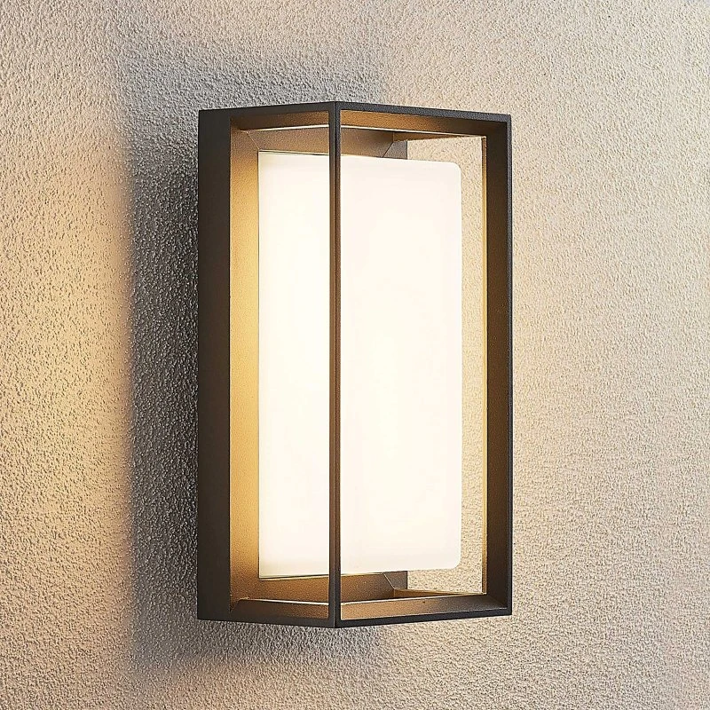 Arcchio Ismera LED Buitenwandlamp - Antraciet & Opaal Glas
