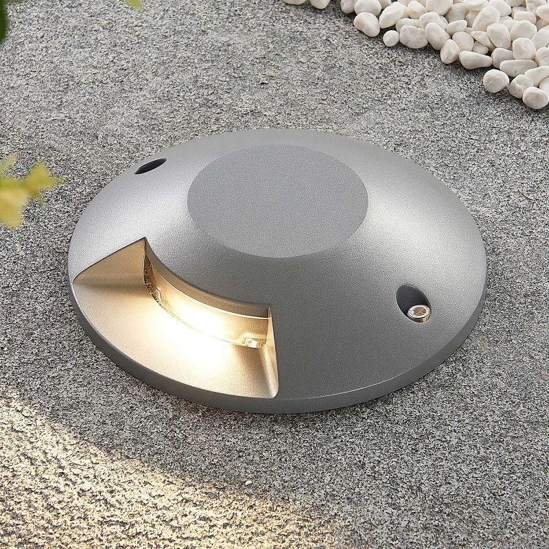 Lucande LED-grondspot Jeffrey, Zilver, 1 Lichtuitgang