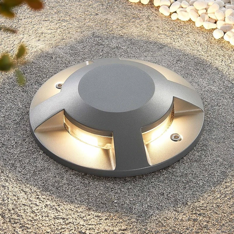 Lucande LED-vloerspot Jeffrey, zilver, 4 lichtuitgangen