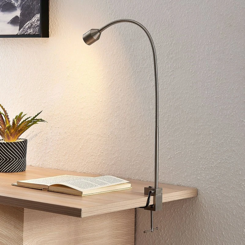 Lindby Hanilo LED Klemlamp - Nikkel - 80 cm