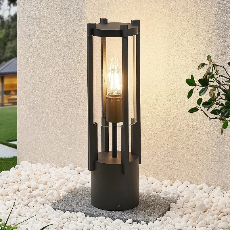 Lucande Brienne Buiten Sokkellamp - 50 cm - Antraciet - Aluminium