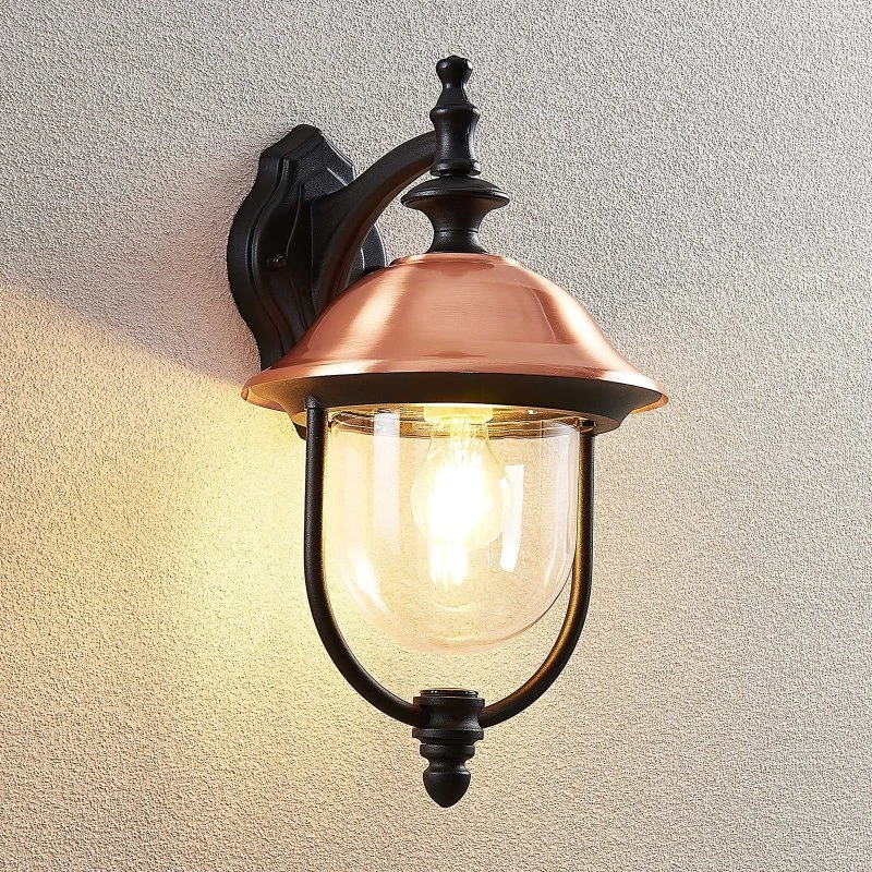 Lindby Wandlamp Clint - Vintage Buitenwandlamp - Koper & Aluminium