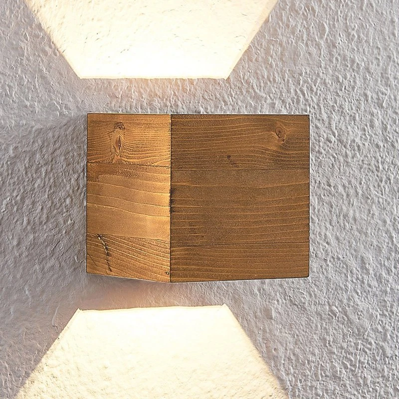 Lindby Wandlamp Benicio, Hout, 11 cm