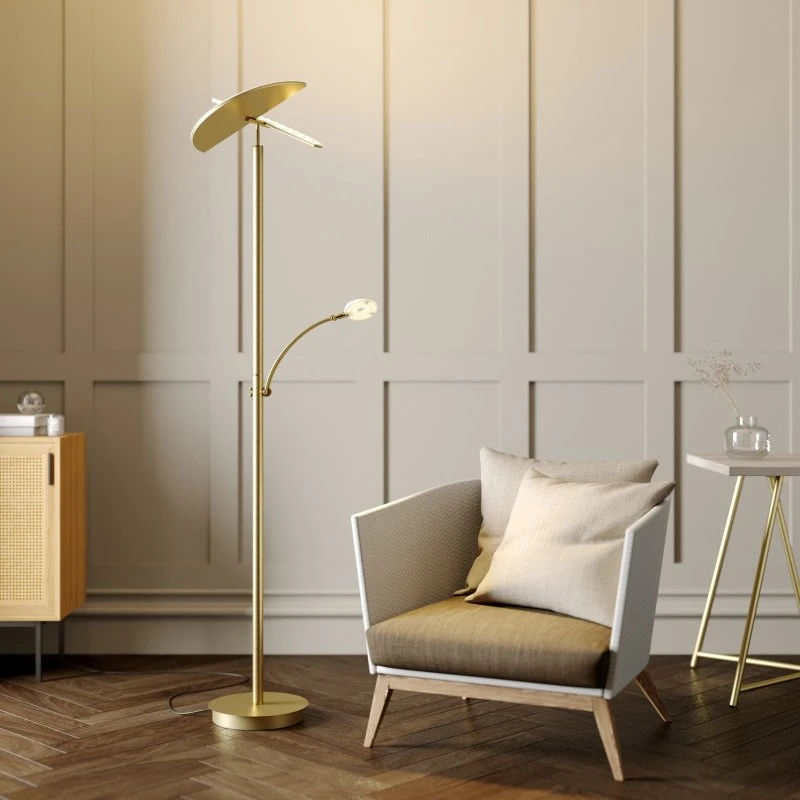 Lucande Anniki LED vloerlamp - Messing - Verstelbaar & Dimbaar