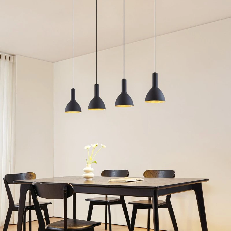 Arcchio Hanglamp Cosmina - 4-lampig - Zwart/Goud - 120 cm