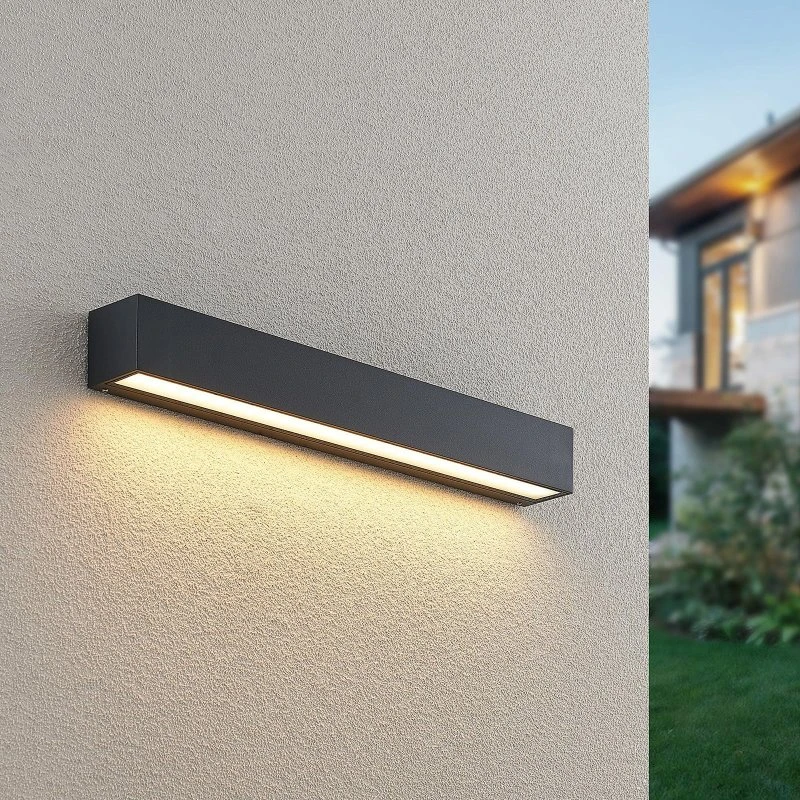 Lucande Lengo LED Buitenwandlamp - Antraciet - 50 cm