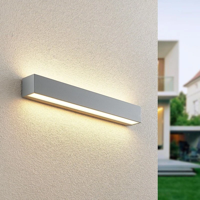 Lucande Lengo LED Buitenwandlamp - 50 cm - Zilver - Up/Down