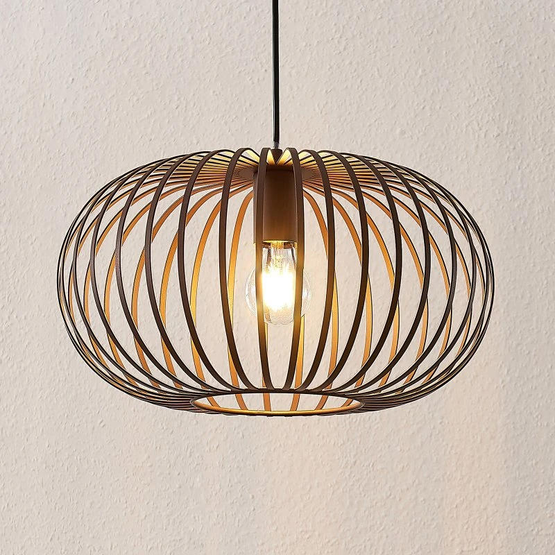 Lindby Nahele Hanglamp Bruin - Vintage Metaal - Ø 40 cm