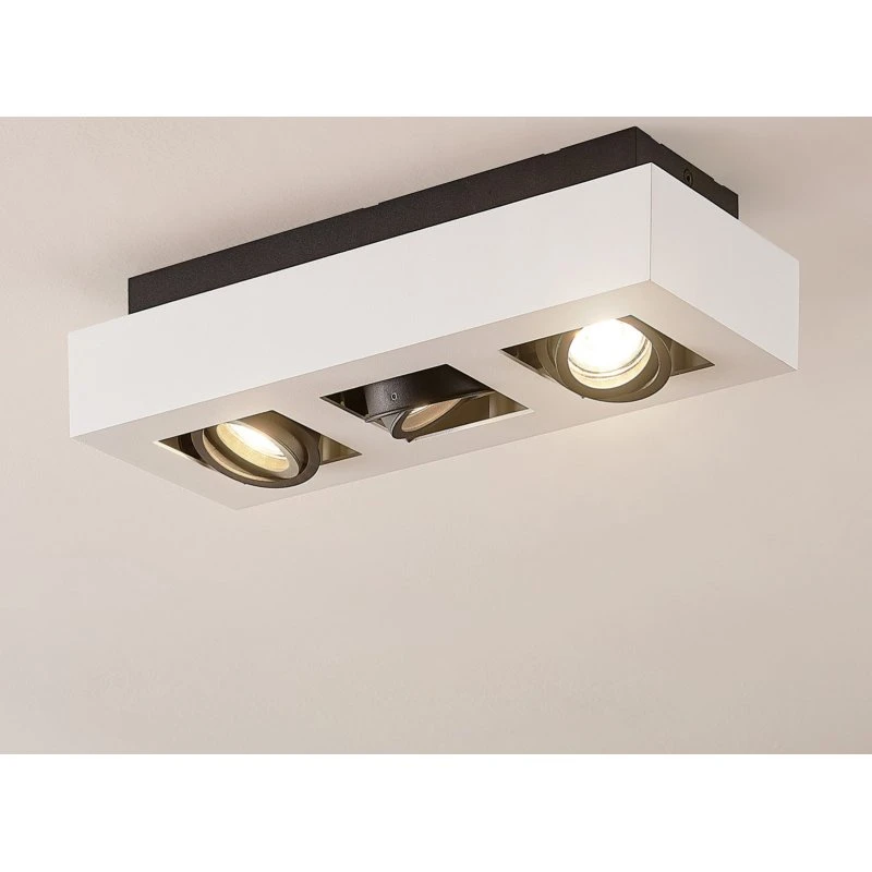 Arcchio spot Vince 36 cm - 3-lamps plafondlamp - Wit/Zwart