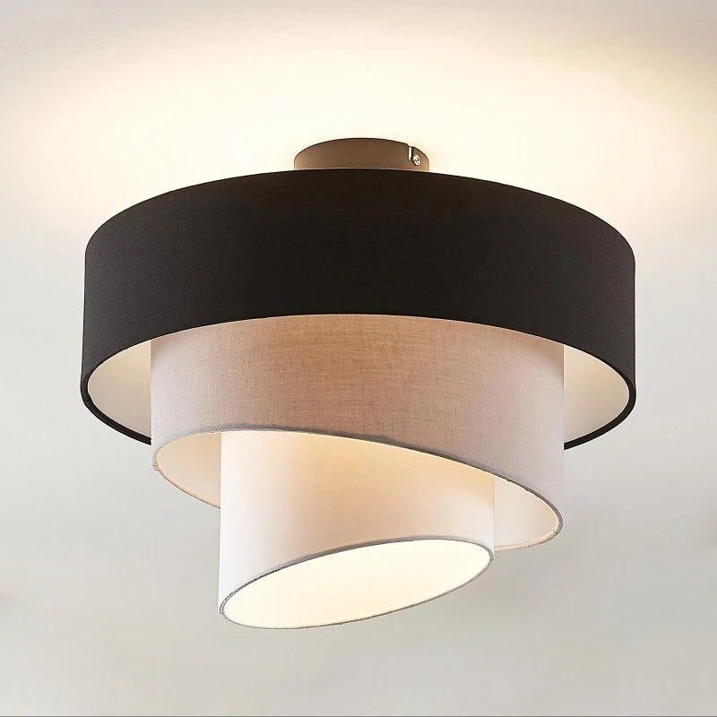 Lindby Plafondlamp Coria - Zwart/Grijs/Wit - Ø 40 cm