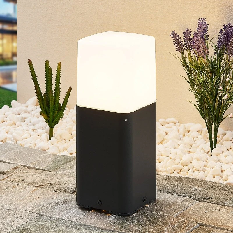 Lucande Obuna Sokkellamp - Modern Aluminium - Antraciet