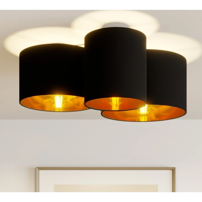 Lindby Plafondlamp Laurenz - Zwart/Goud - 3-Lamps - 60x60x20 cm