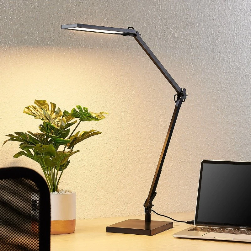 Lindby LED-bureaulamp Antisa - Zwart - Dimbaar & CCT
