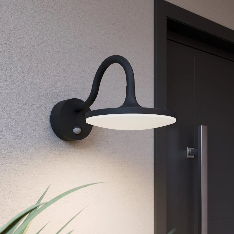 Arcchio Fineria LED Buitenwandlamp met Bewegingssensor, Zwart