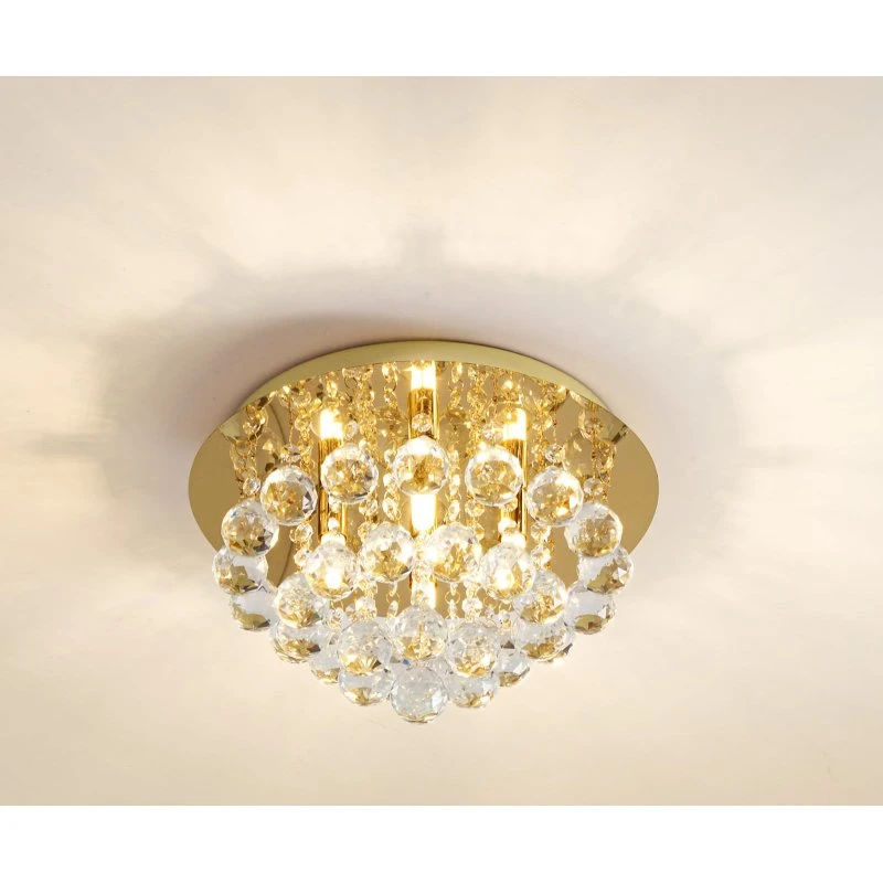 Lindby Plafondlamp Gillion - Kristal & Goud - Ø 35cm