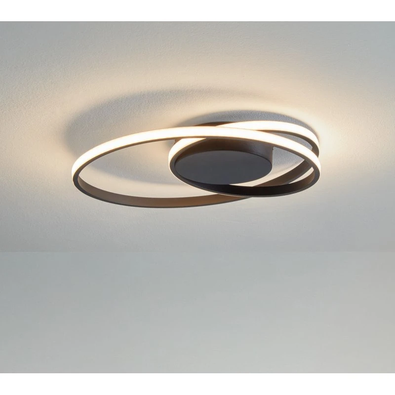 Lindby LED plafondlamp Youna - Zwart - 39 cm - Dimbaar