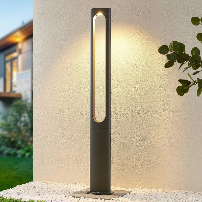 Lucande Dovino LED lantaarnpaal, 150 cm, Zwart, Aluminium