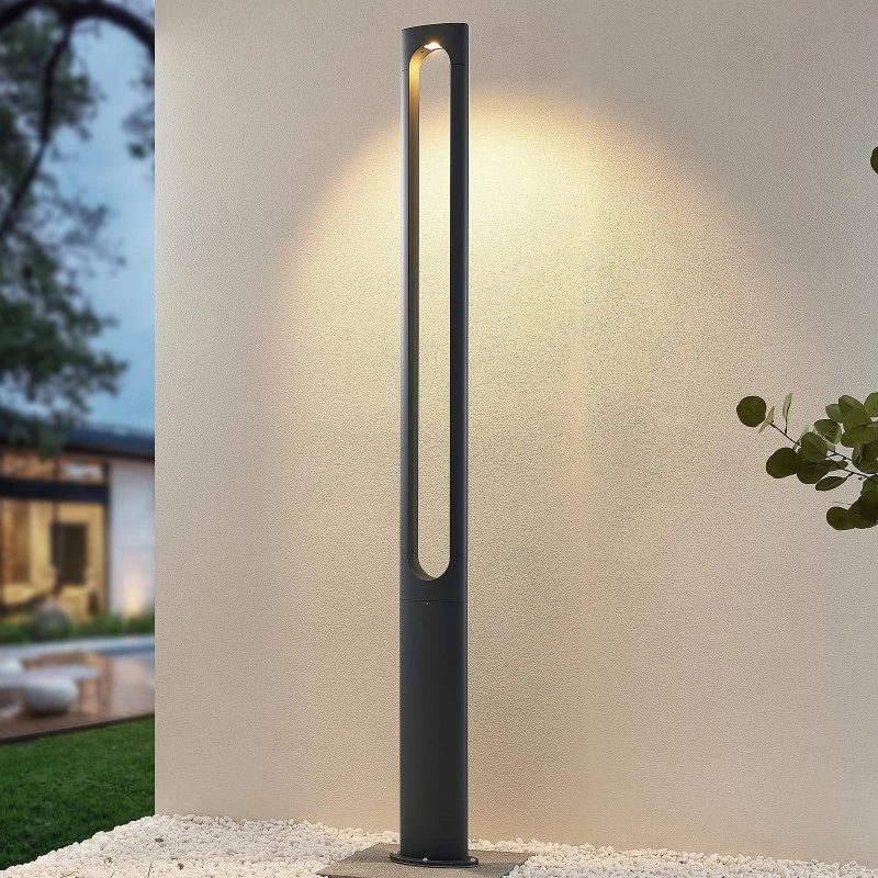 Lucande Dovino LED lantaarnpaal - 200 cm - Zwart Aluminium