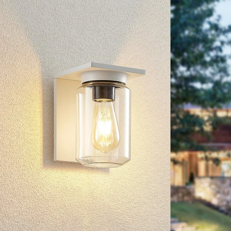Lucande Semka Buitenwandlamp - Wit Aluminium - 20cm