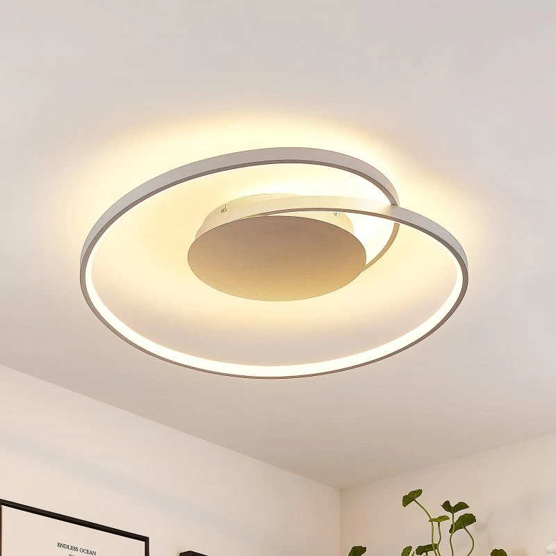 Lucande Enesa LED Plafondlamp - 63 cm - Zilver - CCT & Dimbaar