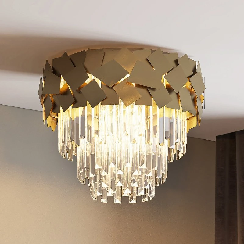 Lucande Miraia Plafondlamp Kristal - Messing/Goud