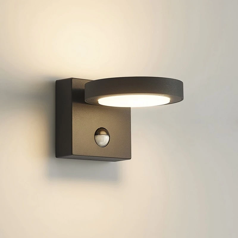 Lucande Belna LED Buitenwandlamp met Bewegingssensor - Zwart