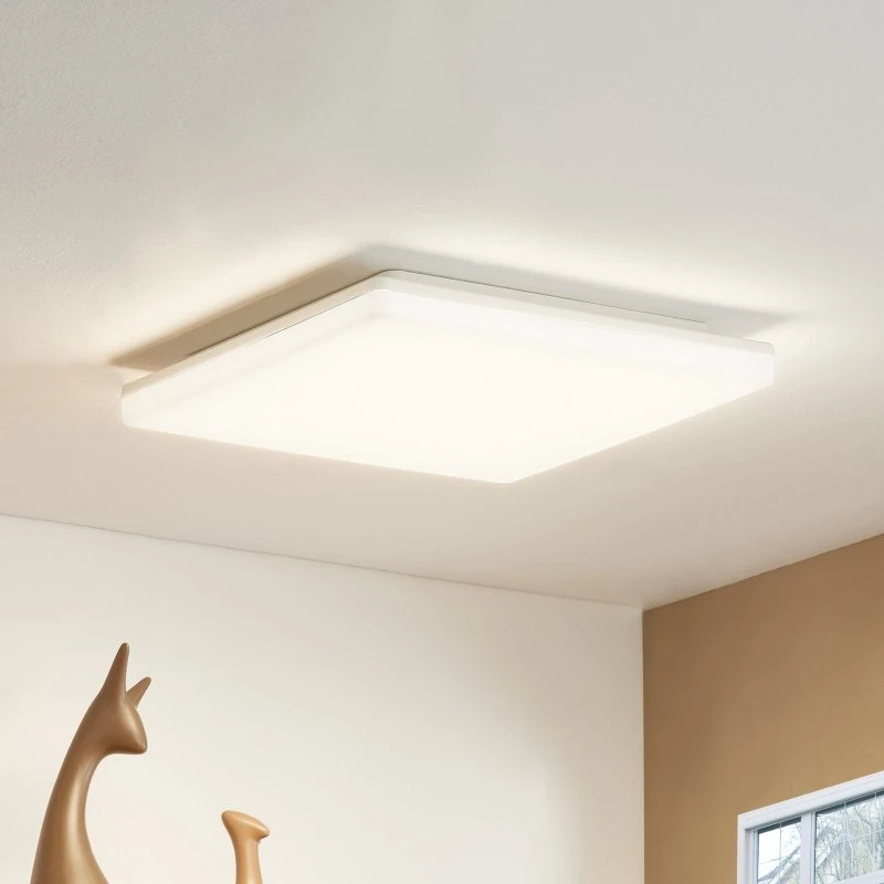 Prios Artin LED plafondlamp, 33 cm, wit, hoekig, met sensor