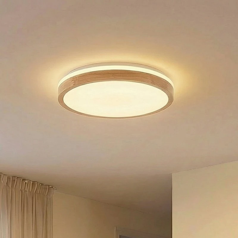 Lindby Emiva LED Plafondlamp - Hout - Ø 49 cm - Dimbaar