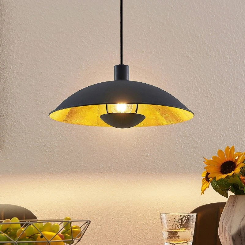 Lindby Narisara Hanglamp Ø40 - Zwart/Goud - Modern