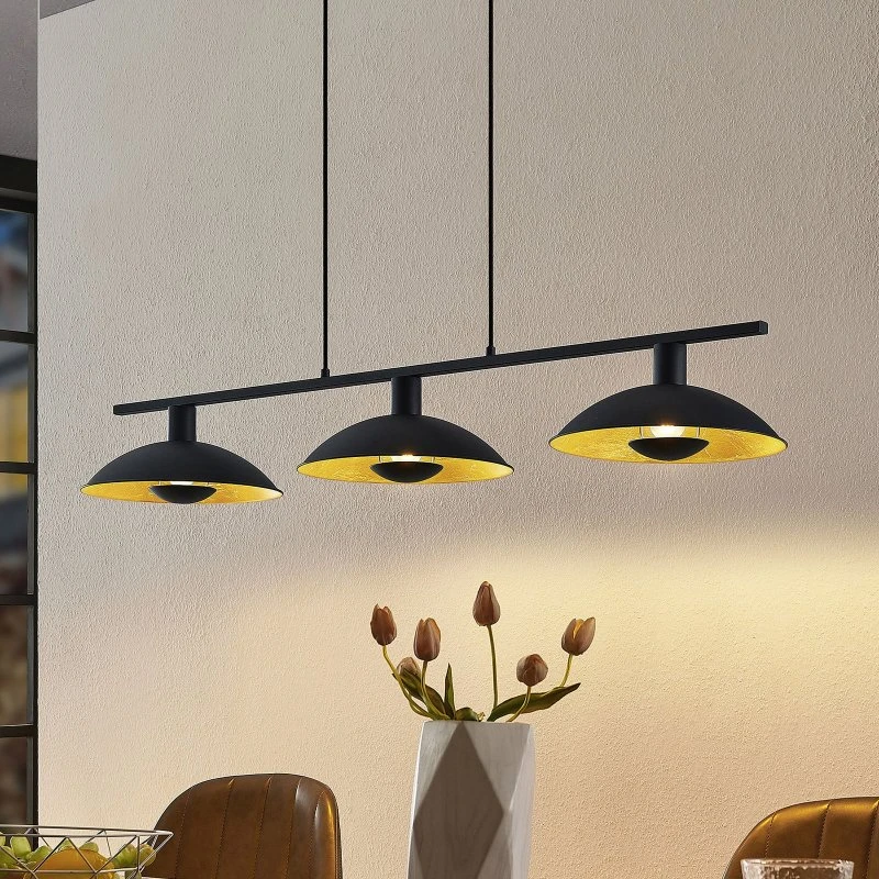 Lindby Hanglamp Narisara Zwart/Goud - 118cm - 3-lampen