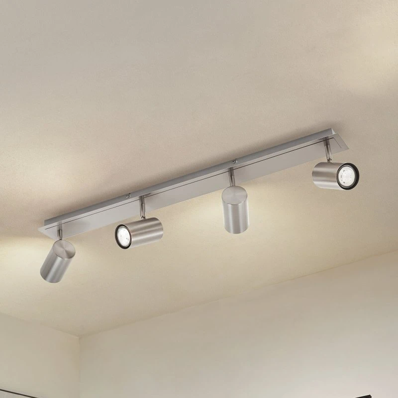 Lindby Joffrey Plafondspot, 80 cm, Nikkel, 4-lampig, GU10